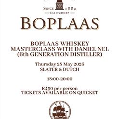 Boplaas Whisky Masterclass at Slater & Dutch Graaff Reinet Stoeptasting